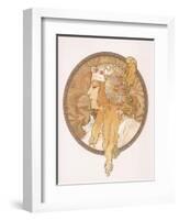 Byzantine Head of a Blond Maiden; Tete Byzantine D'Une Femme Blonde, C.1897 (Lithograph in Colours)-Alphonse Mucha-Framed Giclee Print