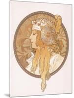 Byzantine Head of a Blond Maiden; Tete Byzantine D'Une Femme Blonde, C.1897 (Lithograph in Colours)-Alphonse Mucha-Mounted Giclee Print