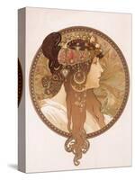 Byzantine Head of a Brunette; Tete Byzantine D'Une Brunette, C.1897 (Lithograph in Colours)-Alphonse Mucha-Stretched Canvas