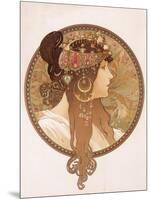 Byzantine Head of a Brunette; Tete Byzantine D'Une Brunette, C.1897 (Lithograph in Colours)-Alphonse Mucha-Mounted Giclee Print