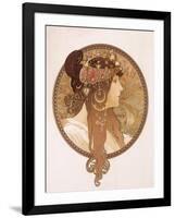 Byzantine Head of a Brunette; Tete Byzantine D'Une Brunette, C.1897 (Lithograph in Colours)-Alphonse Mucha-Framed Giclee Print