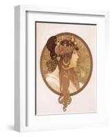 Byzantine Head of a Brunette; Tete Byzantine D'Une Brunette, C.1897 (Lithograph in Colours)-Alphonse Mucha-Framed Giclee Print