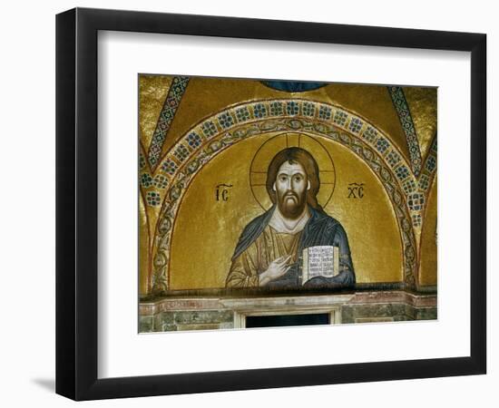 Byzantine Mosaic: Christ Pantocrator (Close-Up View of Mosaic in the Narthex)-null-Framed Premium Giclee Print