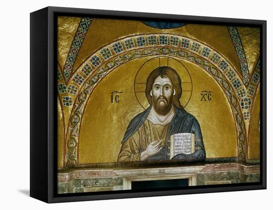 Byzantine Mosaic: Christ Pantocrator (Close-Up View of Mosaic in the Narthex)-null-Framed Stretched Canvas