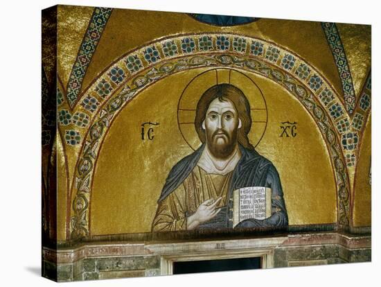 Byzantine Mosaic: Christ Pantocrator (Close-Up View of Mosaic in the Narthex)-null-Stretched Canvas