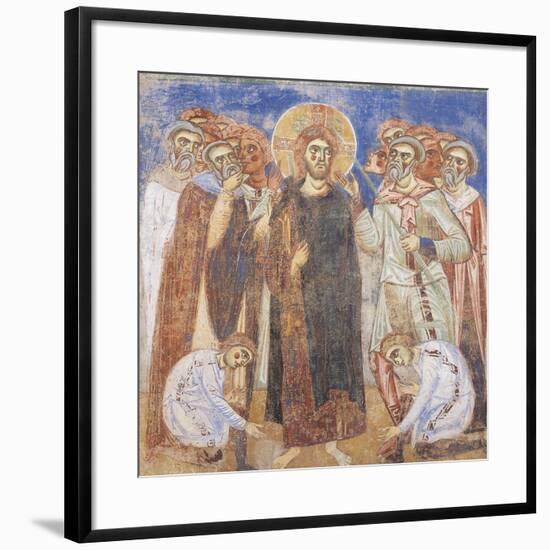 Byzantine Style Frescos Depicting Stories of the New Testament, Detail Representing Christ Mocked-null-Framed Giclee Print