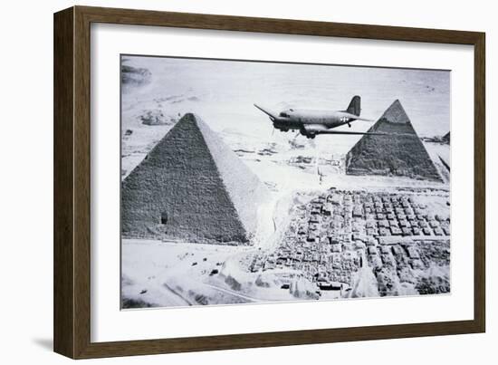 C-47 Flying over Egypt's Pyramids, 1943-American Photographer-Framed Giclee Print