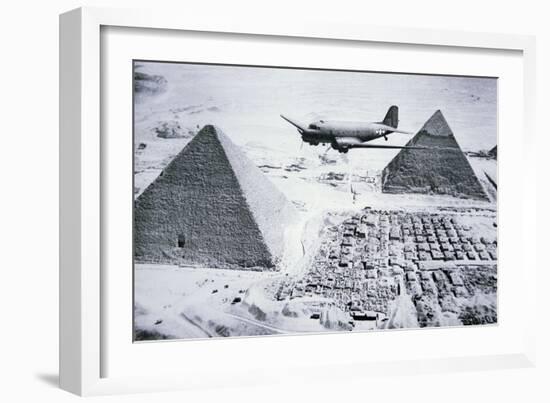 C-47 Flying over Egypt's Pyramids, 1943-American Photographer-Framed Giclee Print