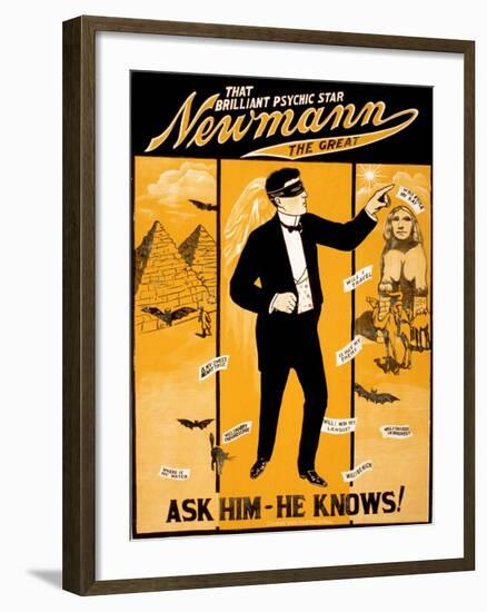 C.A. George Newmann, American Hypnotist-Science Source-Framed Giclee Print