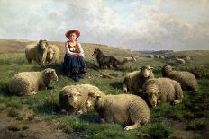 Shepherdess with Sheep in a Landscape-C. And Gerard Leemputten-Giclee Print