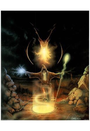 C. B. Pope (Dragon & Wizard) Art Print Poster' Photo | AllPosters.com
