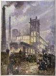 Traffic Passing the Smoking Chimneys of Horrockses Crewdson and Co-C.e. Turner-Laminated Art Print