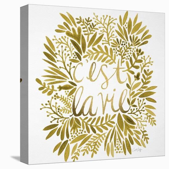 C'est La Vie in Gold-Cat Coquillette-Stretched Canvas