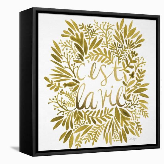 C'est La Vie in Gold-Cat Coquillette-Framed Stretched Canvas