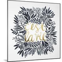 C'est La Vie in Grey and Gold-Cat Coquillette-Mounted Art Print