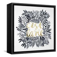 C'est La Vie in Grey and Gold-Cat Coquillette-Framed Stretched Canvas