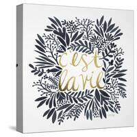 C'est La Vie in Grey and Gold-Cat Coquillette-Stretched Canvas