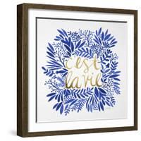 C'est La Vie in Navy and Gold-Cat Coquillette-Framed Art Print