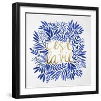 C'est La Vie in Navy and Gold-Cat Coquillette-Framed Art Print