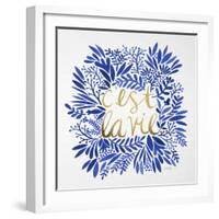 C'est La Vie in Navy and Gold-Cat Coquillette-Framed Art Print