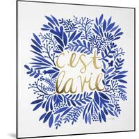 C'est La Vie in Navy and Gold-Cat Coquillette-Mounted Art Print