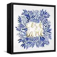 C'est La Vie in Navy and Gold-Cat Coquillette-Framed Stretched Canvas