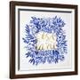 C'est La Vie in Navy and Gold-Cat Coquillette-Framed Art Print