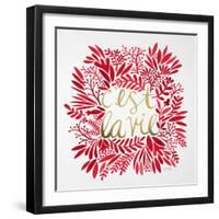 C'est La Vie in Red and Gold-Cat Coquillette-Framed Art Print