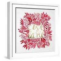 C'est La Vie in Red and Gold-Cat Coquillette-Framed Art Print