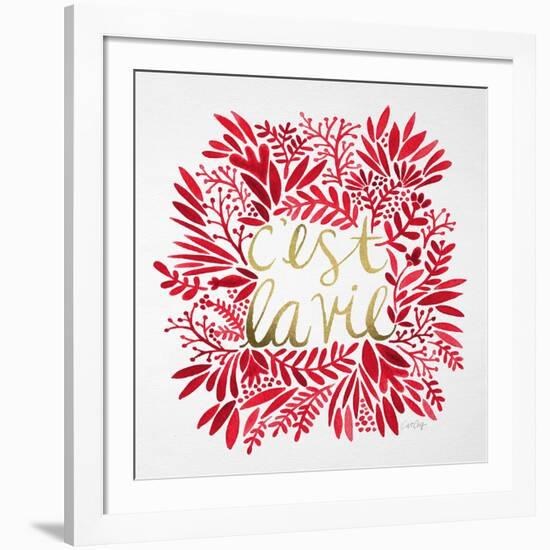 C'est La Vie in Red and Gold-Cat Coquillette-Framed Art Print