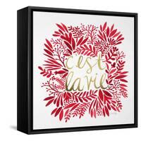 C'est La Vie in Red and Gold-Cat Coquillette-Framed Stretched Canvas