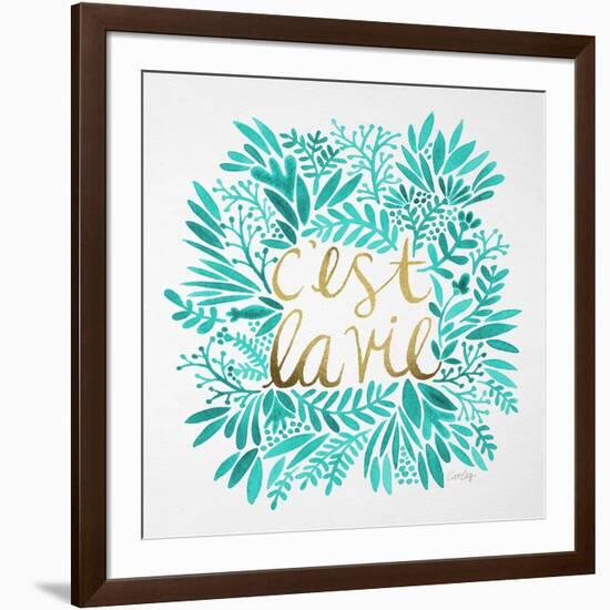 C'est La Vie in Turquoise and Gold-Cat Coquillette-Framed Art Print