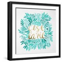 C'est La Vie in Turquoise and Gold-Cat Coquillette-Framed Art Print