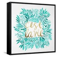 C'est La Vie in Turquoise and Gold-Cat Coquillette-Framed Stretched Canvas