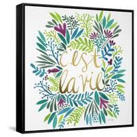 C'est La Vie in Watercolor-Cat Coquillette-Framed Stretched Canvas