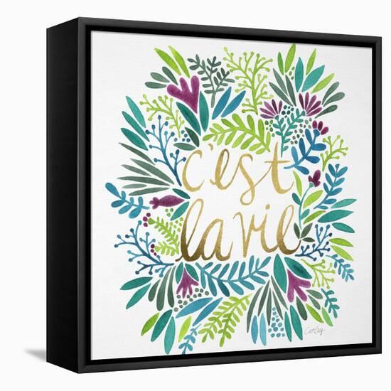 C'est La Vie in Watercolor-Cat Coquillette-Framed Stretched Canvas