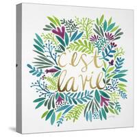 C'est La Vie in Watercolor-Coquillette Cat-Stretched Canvas