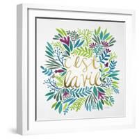 C'est La Vie in Watercolor-Coquillette Cat-Framed Art Print