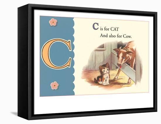 C is for Cat and also for Cow-null-Framed Stretched Canvas