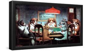 C.M. Coolidge A Friend in Need Dogs Playing Poker Art Print Poster-null-Framed Poster