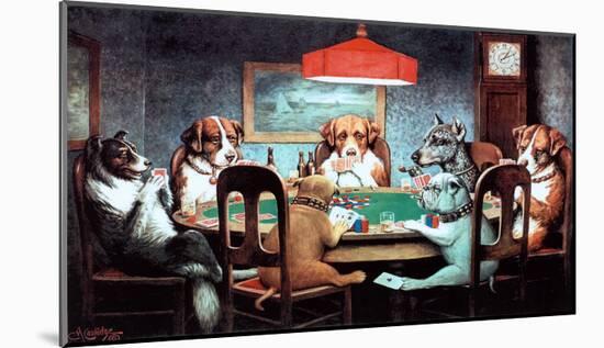 C.M. Coolidge A Friend in Need Dogs Playing Poker Art Print Poster-null-Mounted Poster