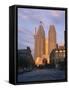 C.N.Tower and City Centre Skyscraper at Dawn, Toronto, Ontario, Canada, North America-Rainford Roy-Framed Stretched Canvas