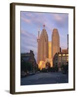 C.N.Tower and City Centre Skyscraper at Dawn, Toronto, Ontario, Canada, North America-Rainford Roy-Framed Photographic Print