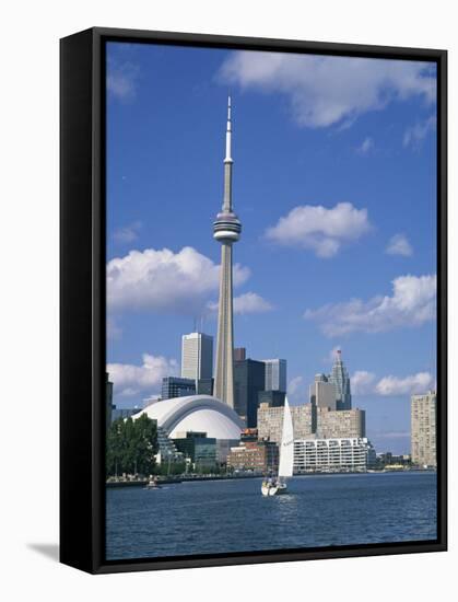 C.N.Tower and the Toronto Skyline, Ontario, Canada, North America-Rainford Roy-Framed Stretched Canvas