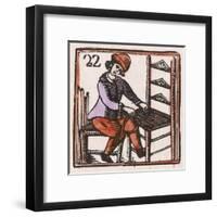 C17 Chair Maker, Woodcut-null-Framed Art Print