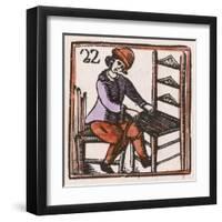 C17 Chair Maker, Woodcut-null-Framed Art Print