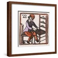 C17 Chair Maker, Woodcut-null-Framed Art Print