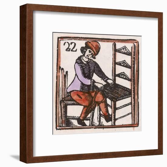 C17 Chair Maker, Woodcut-null-Framed Art Print