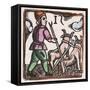 C17 Ploughing, Woodcut-null-Framed Stretched Canvas