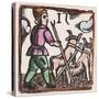 C17 Ploughing, Woodcut-null-Stretched Canvas